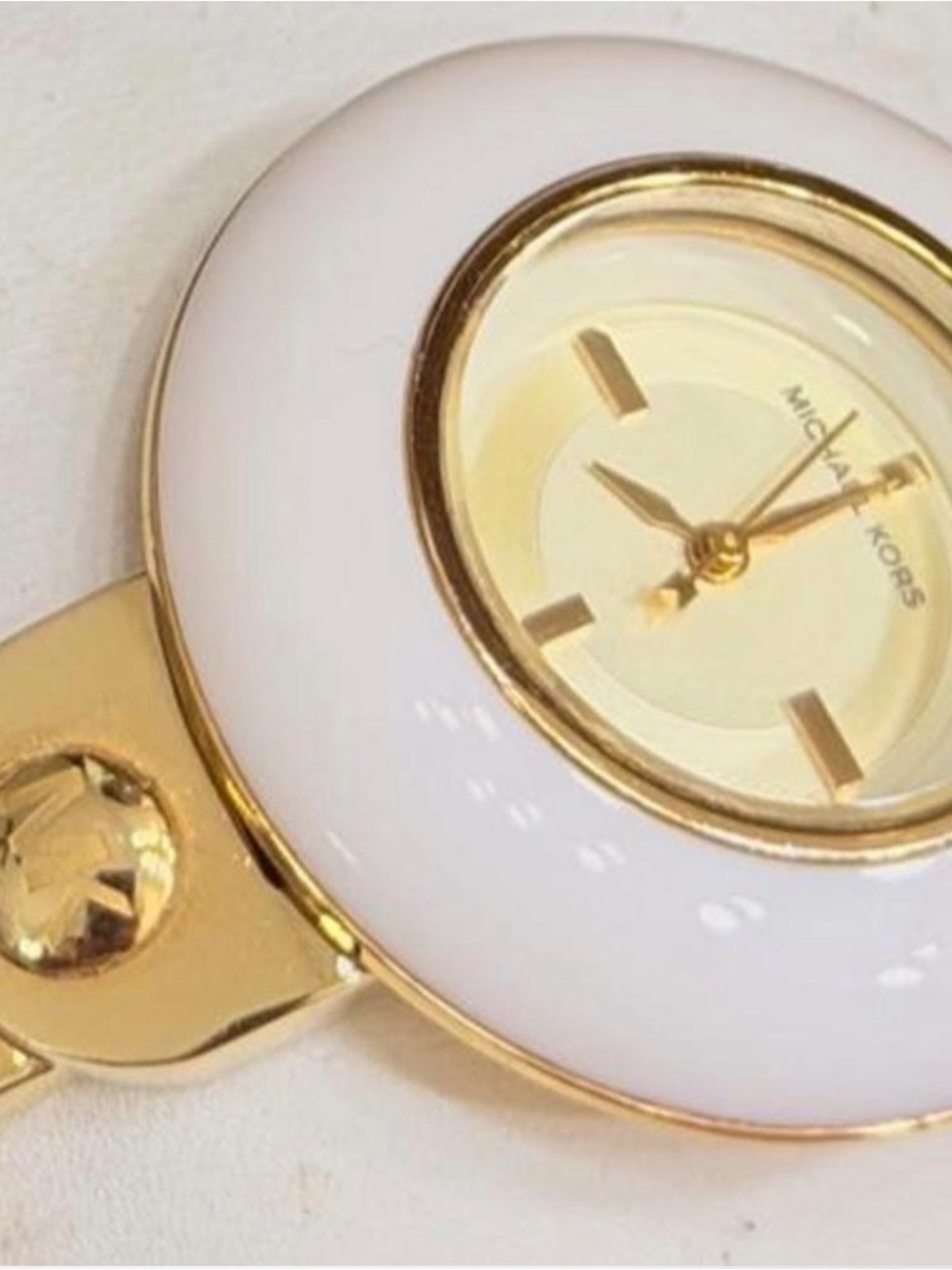 Michael Kors Gold-Tone Cuff Watch with White, Pink & Tortoiseshell Bezels - Picture 5 of 7